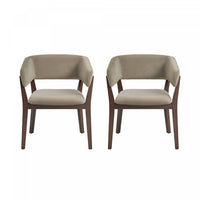  Fauteuil Blake moderne en faux mohair avec accoudoirs en bois, lin – Lot de 2