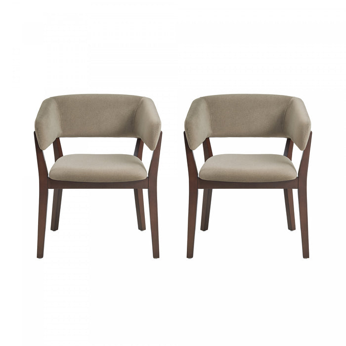 Fauteuil Blake moderne en faux mohair avec accoudoirs en bois, lin – Lot de 2