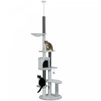 Pawhut Arbre A Chat Du Sol Au Plafond Pour Grands Chats, Tour D'escalade A Hauteur Reglable Avec Ham
