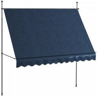 Outsunny Auvent Retractable 10' X 4', Autoportant Et Sans Vis, Bleu