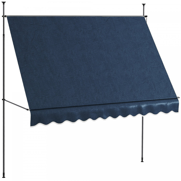 Outsunny Auvent Retractable 10' X 4', Autoportant Et Sans Vis, Bleu
