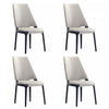Chaise de salle a manger moderne en bois Kara avec revetement en tissu gris clair - Lot de 4