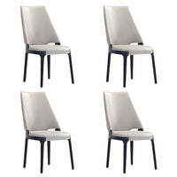 Chaise de salle a manger moderne en bois Kara avec revetement en tissu gris clair - Lot de 4