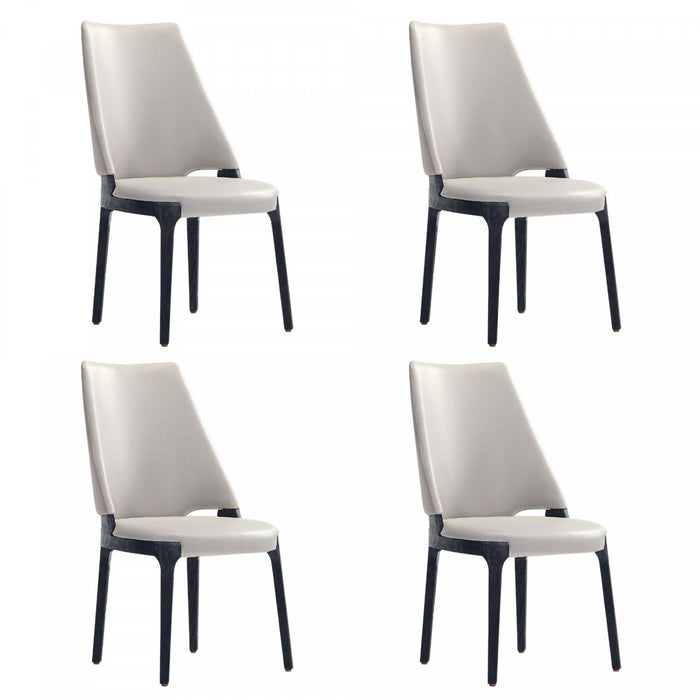 Chaise de salle a manger moderne en bois Kara avec revetement en tissu gris clair - Lot de 4