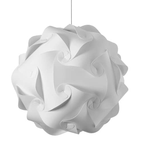 Grand luminaire suspendu Globus de Dainolite en tissu blanc, avec fini chromé poli et 3 ampoules