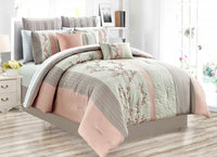  Ensemble Douillette Celina 7 Morceaux Grand Lit avec Broderie Florale et Plis
