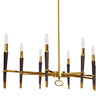 Lustre horizontal Langford de Dainolite avec abat-jour noir, fini bronze rétro et 8 ampoules