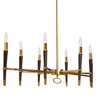 Lustre horizontal Langford de Dainolite avec abat-jour noir, fini bronze rétro et 8 ampoules
