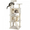 Pawhut Arbre A Chat De 54\" Tour A Chat Pour Chats D'interieur Avec Griffoirs, Condos Pour Chats, Lit, Plates-formes, Rampe, Balle Jouet, Centre D'activites Pour Chat, Beige