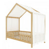 Paul Lit Montessori au sol avec baldaquin et barrieres hautes, Taille Simple, Bois Naturel