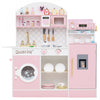 Honeyjoy Jeu De Cuisine Pour Enfants Jeu De Cuisine En Bois Avec Horloge, Micro-ondes, Evier, Plateau Rose
