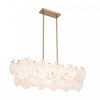 Luminaire D’ilot A 7 lampes Lily, Laiton Brosse Et Verre Genre Murano Blanc Vaporeux