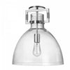 Plafonnier semi-affleuré Liberty de Dainolite en verre transparent, avec fini chromé poli et 1 ampoule incandescente
