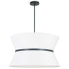 Luminaire suspendu Caterine de Dainolite de 24 po de diamètre, avec abat-jour blanc, anneau noir, fini noir mat et 4 ampoules