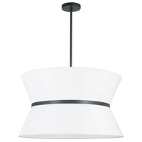 Luminaire suspendu Caterine de Dainolite de 24 po de diamètre, avec abat-jour blanc, anneau noir, fini noir mat et 4 ampoules