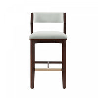  Tabouret de bar moderne Patricia en bois avec revetement en tissu blanc Glacier