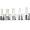 Lumière de coiffeuse Tube de Dainolite en verre cannelé transparent, avec fini chromé poli et 5 ampoules