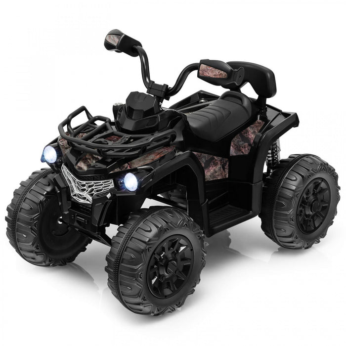 Costway 12v Kids Ride On Atv 4 Wheeler Vehicule Electrique Avec Musique Et Phares Demarrage Souple Noir