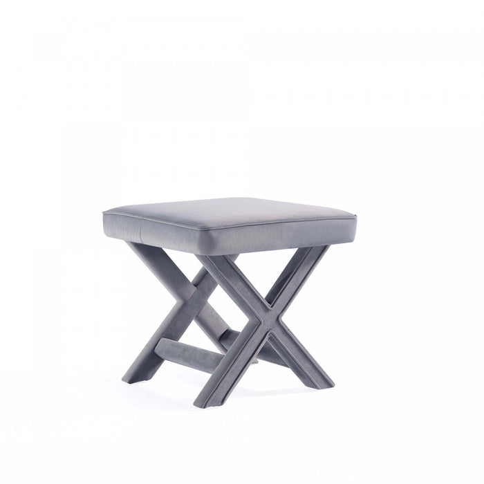 Banc d’appoint Abigail style milieu du siecle moderne en velours gris
