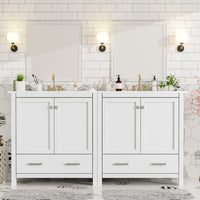  Solstice Meuble-Lavabo Simple 60 po avec Portes et Tiroir a Fermeture Amortie, Blanc