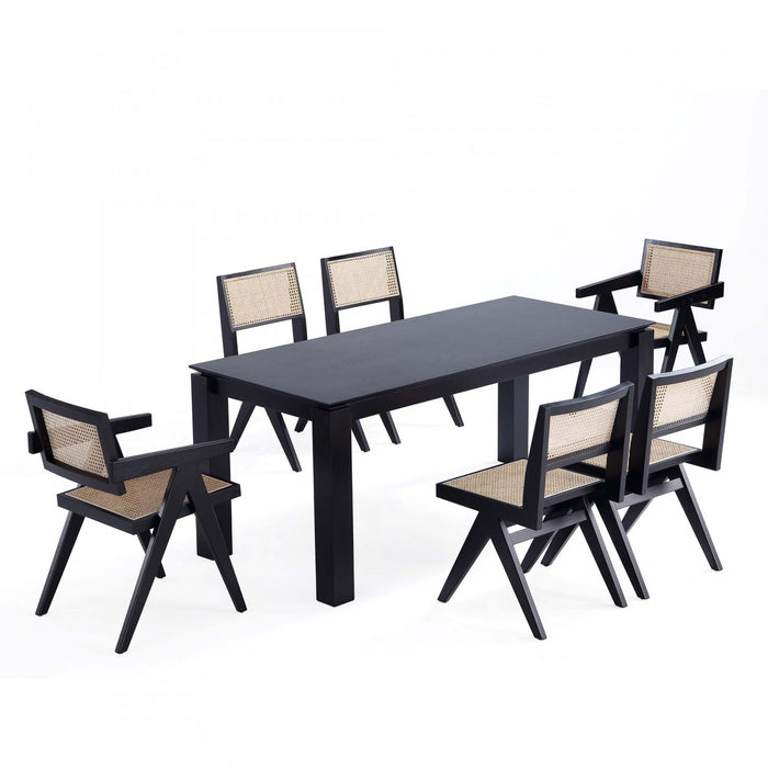 Hamlet et Ensemble de salle a manger moderne industriel chic Rockaway 7 pieces en noir et naturel