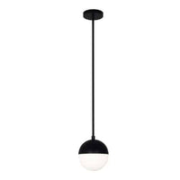 Luminaire suspendu Dayana de Dainolite en verre blanc, avec fini noir mat et 1 ampoule