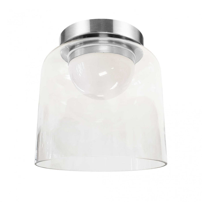 Plafonnier affleuré Nadine de Dainolite de 7 po de diamètre en verre transparent, avec fini chromé poli et ampoule à DEL de 10 W