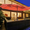 Costway Parasol double face jumeau 15FT pour patio avec 48 LED solaires a manivelle Orange