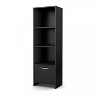  Step One Bibliotheque 3 Tablettes Avec Porte - Noir Solide