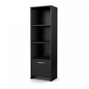 Step One Bibliotheque 3 Tablettes Avec Porte - Noir Solide