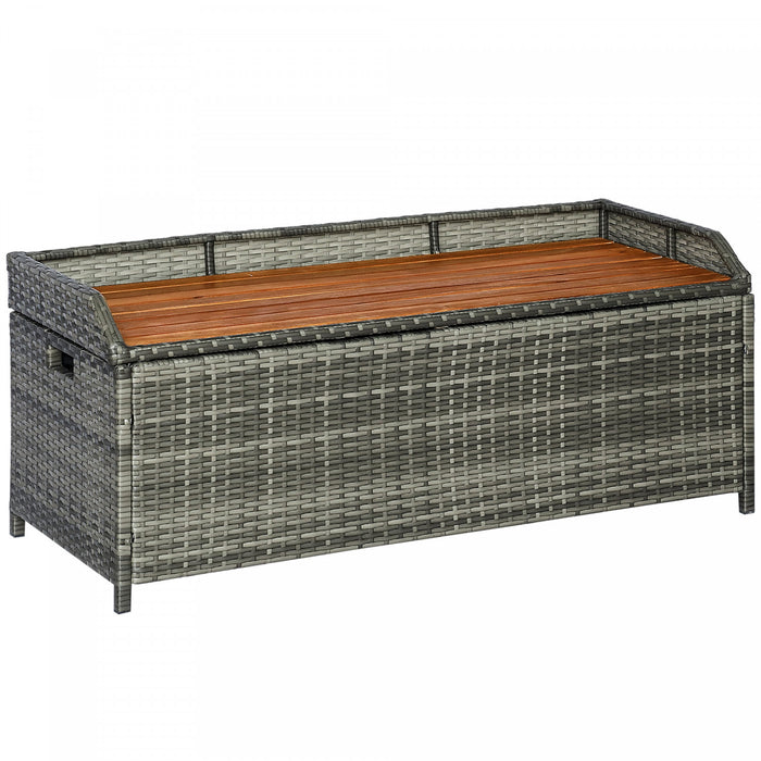 Outsunny Boite de banc de rangement couvercle superieur gris