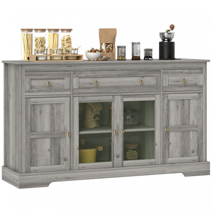 HOMCOM Buffet, meuble bar a cafe, Chene gris patine