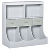 Homcom Meuble Rangement Jouet Etagere Pour Jouets Enfants Organisateur Jouet 5 Compartiments 3 Tiroirs Pour Chambre D'enfant Salle De Jeux Salon Gris
