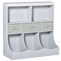 Homcom Meuble Rangement Jouet Etagere Pour Jouets Enfants Organisateur Jouet 5 Compartiments 3 Tiroi