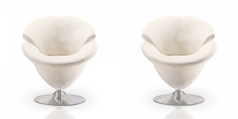 Fauteuil lounge pivotant moderne en velours Tulip blanc - Lot de 2