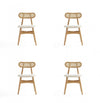 Chaise de salle a manger Colbert Industry Chic avec dossier en cannage et assise rembourree en bois naturel - Lot de 4