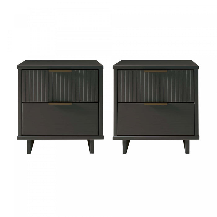Table de nuit Granville Modern 18\" en gris charbon (2 tiroirs) - Lot de 2