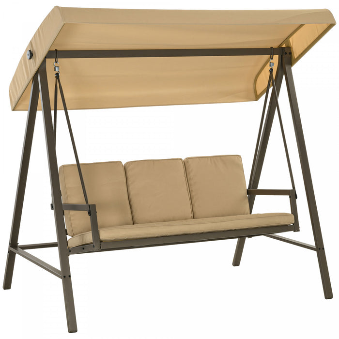 Outsunny Balancelle De Patio 3 Places, Balancoire D'exterieur, Beige