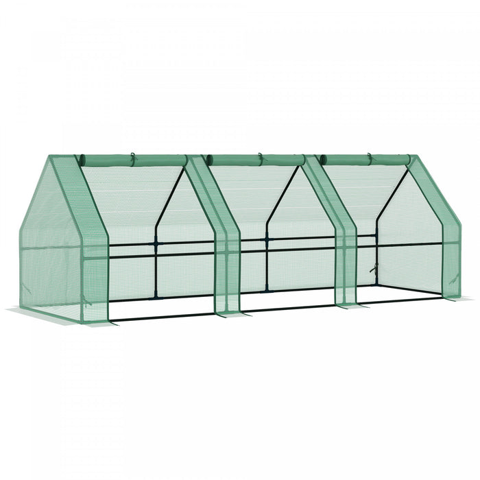 Outsunny Mini Serre De Jardin 270l X 90l X 90h Cm Acier Pe Haute Densite 140 G/mĠ Anti-uv 3 Fenetres Avec Zip Enroulables Vert