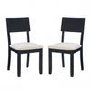 Chaise de salle à manger Jorissen en tissu d’apparence lin anthracite foncé - ensemble de 2