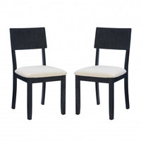 Chaise de salle à manger Jorissen en tissu d’apparence lin anthracite foncé - ensemble de 2
