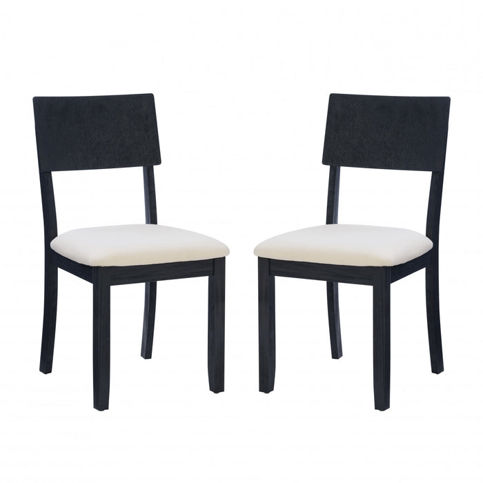 Chaise de salle à manger Jorissen en tissu d’apparence lin anthracite foncé - ensemble de 2