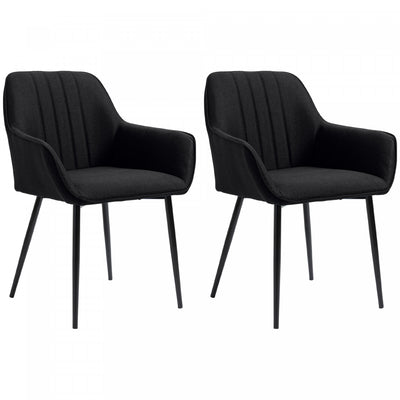 HOMCOM Dining Chairs Set of 2, Upholstered Accent Chairs with Metal Legs