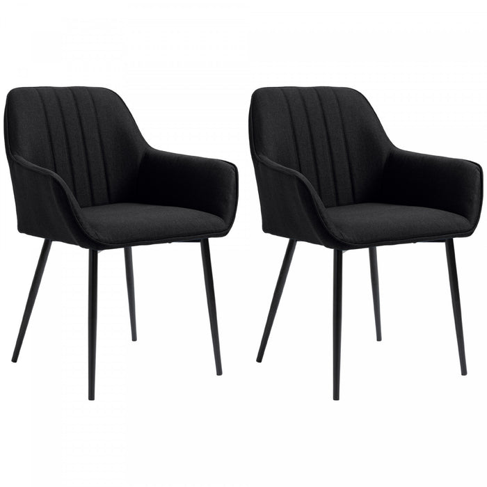 HOMCOM Ensemble de 2 chaises de salle a manger rembourrees, noir