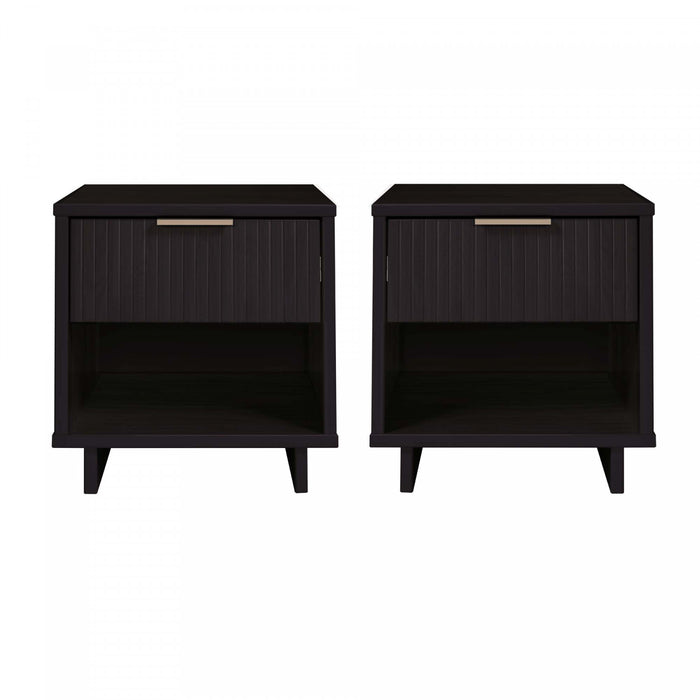 Table de nuit Granville Modern 18\" en noir (1 tiroir) - Lot de 2
