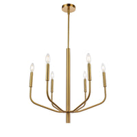 Lustre Eleanor de Dainolite avec fini laiton vieilli et 6 ampoules