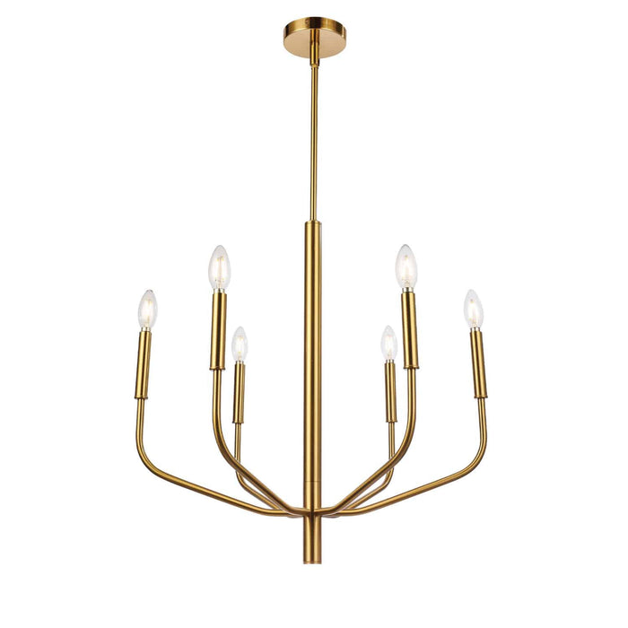 Lustre Eleanor de Dainolite avec fini laiton vieilli et 6 ampoules