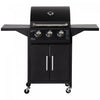 Outsunny Gril a gaz a 3 bruleurs avec roulettes, etageres, thermometre Noir