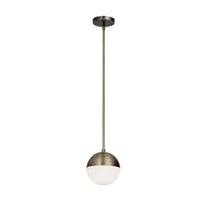 Luminaire suspendu Dayanade Dainolite en verre blanc, avec fini laiton antique et 1 ampoule