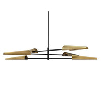Lustre Cassie de Dainolite à 3 niveaux, avec fini noir mat et laiton vieilli et 6 ampoules